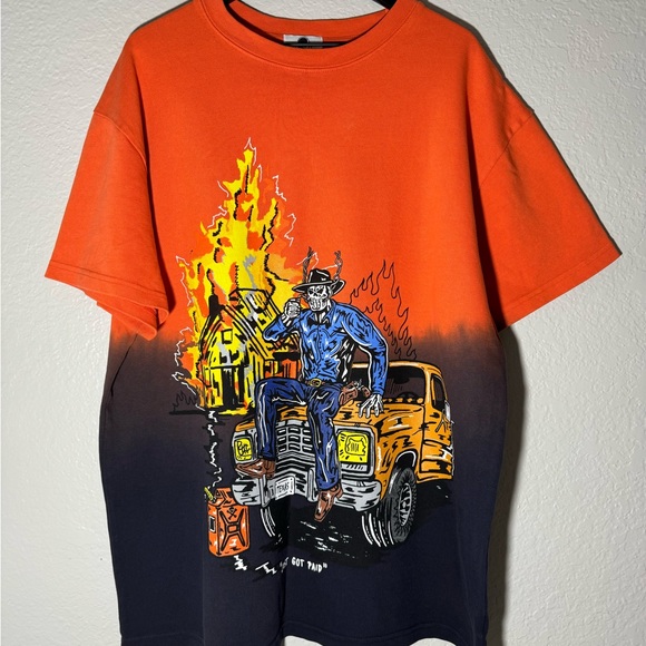 Warren Lotas Just Got Paid T Shirt Texas Orange Black Graphic Print Oversized WL - Picture 2 of 6